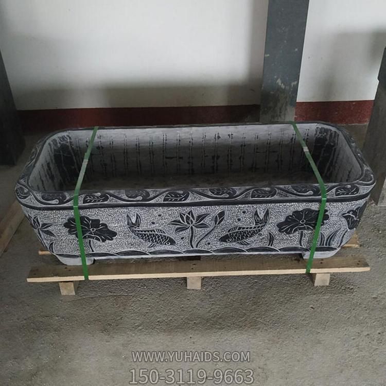 石雕花盆 青石仿古石雕鱼缸花盆 各种仿古石材工艺品摆件雕塑