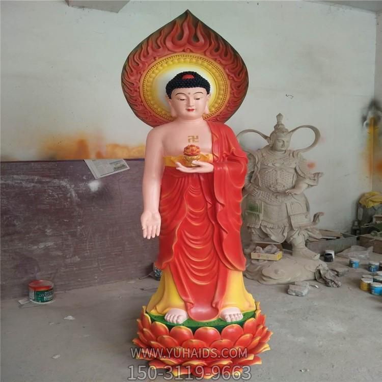 宗教寺庙大型玻璃钢彩绘西方三圣景观雕塑