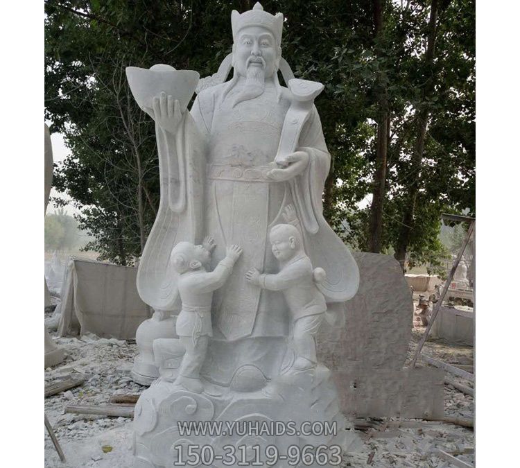 户外景区大型汉白玉石雕财神雕塑