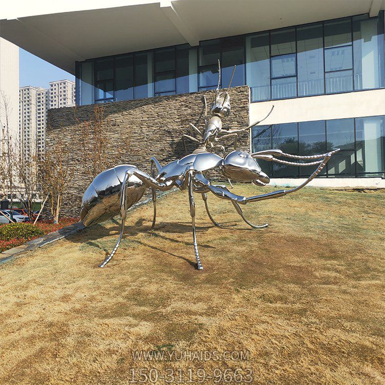 不锈钢蚂蚁，大型蚂蚁昆虫摆件雕塑