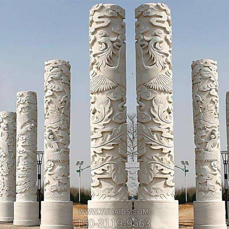 大理石石雕园林大型广场龙柱雕塑