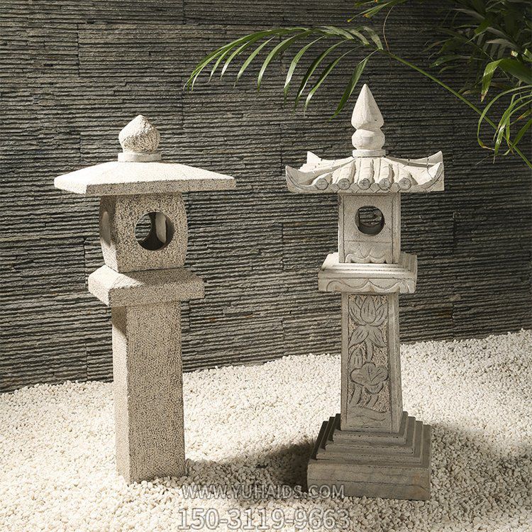 仿古石灯，中式古建装饰灯柱雕塑
