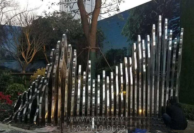 不锈钢镜面公园抽象山峦造型雕塑