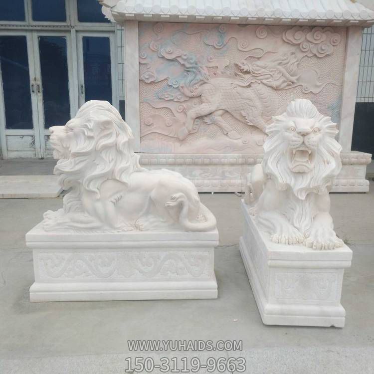 汉白玉石雕工厂企业狮子雕塑