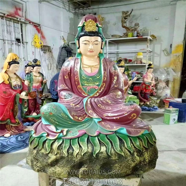 玻璃钢彩绘景区大型供奉佛像观音雕塑