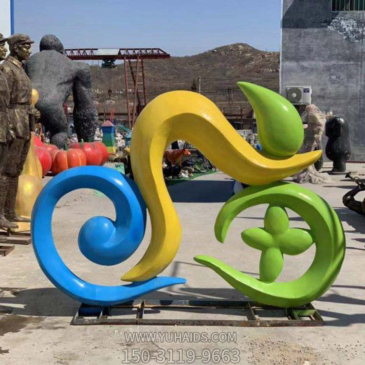 玻璃钢喷漆抽象骑车运动人物园林雕塑