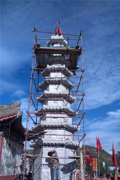 仿古中式石雕佛塔大理石藏式寺庙宝塔供奉摆件雕塑