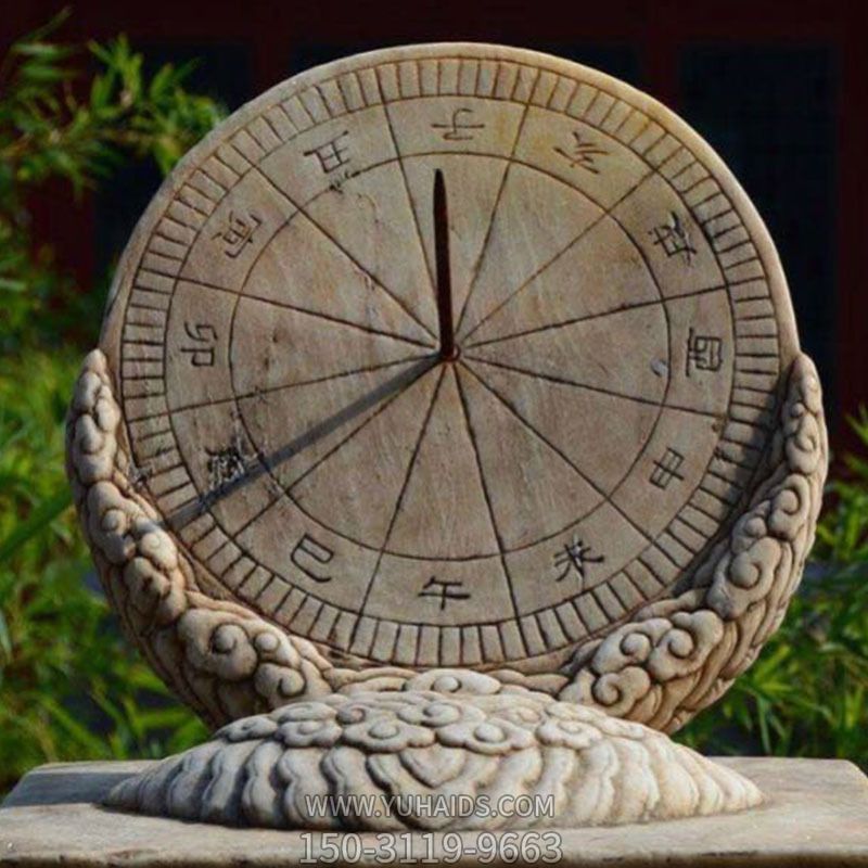 古代计时器石雕浮雕创意景区日晷雕塑