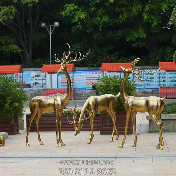 园林景观装饰抽象玻璃钢鹿雕塑