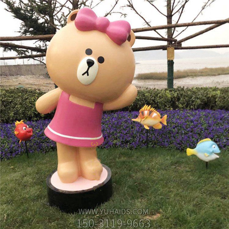 商场公园大型玻璃钢卡通美陈装饰品摆件维尼熊雕塑
