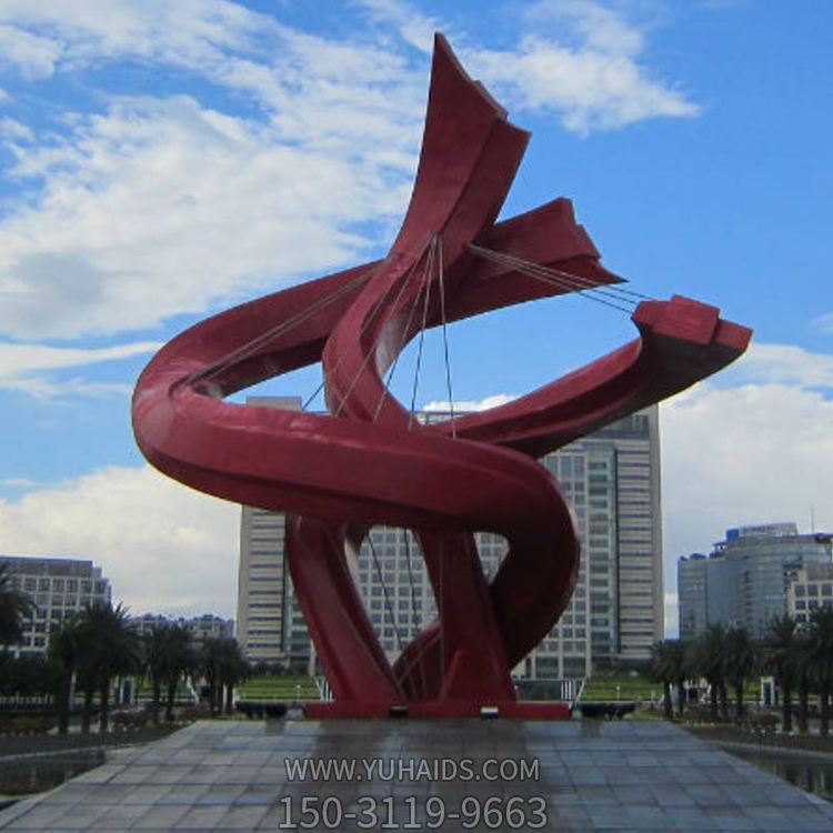 广场不锈钢喷漆大型旋转艺术造型城市景观雕塑