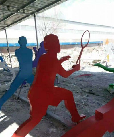 学校剪影不锈钢排球运动人物雕塑