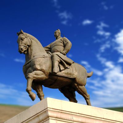 景区景点花岗岩古代帝王李世民骑马雕塑
