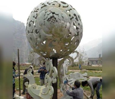 户外不锈钢凤凰镂空球雕塑