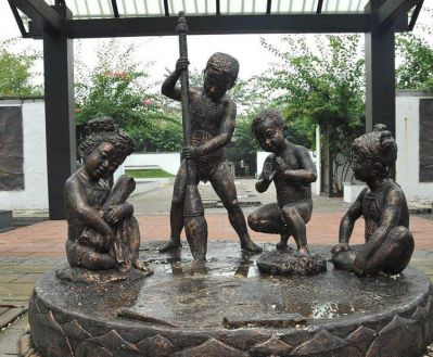 景区户外小孩写大字铜雕儿童雕塑