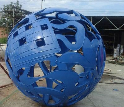 公园户外创意玻璃钢抽象镂空球雕塑