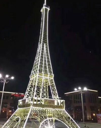 不锈钢夜间发光埃菲尔铁塔广场雕塑