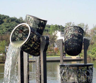 公园水缸喷泉铜雕创意缸雕塑