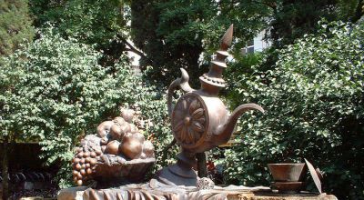 景区创意不锈钢仿铜公园天壶雕塑