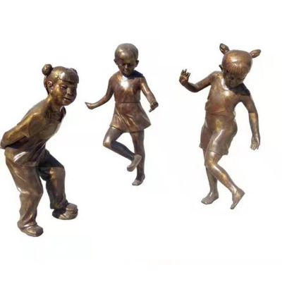 园林户外铜雕嬉戏玩耍的儿童雕塑