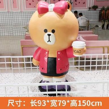 熊雕塑-街边咖啡店门口摆放手拿咖啡杯玻璃钢熊雕塑