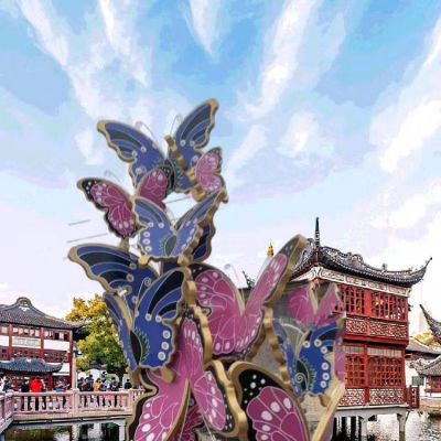 不锈钢彩绘户外广场大型蝴蝶雕塑