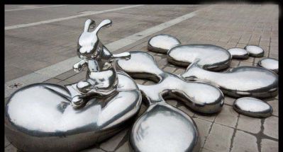 兔子雕塑-街道装饰不锈钢兔子雕塑
