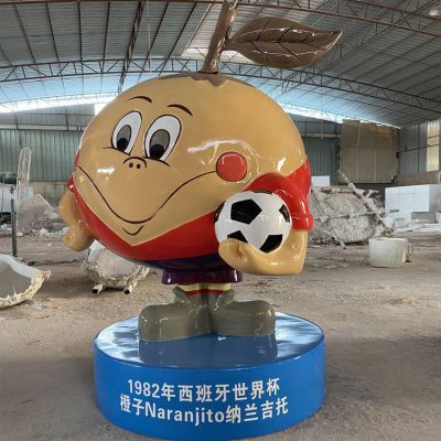 足球场摆放玻璃钢卡通世界杯吉祥物雕塑