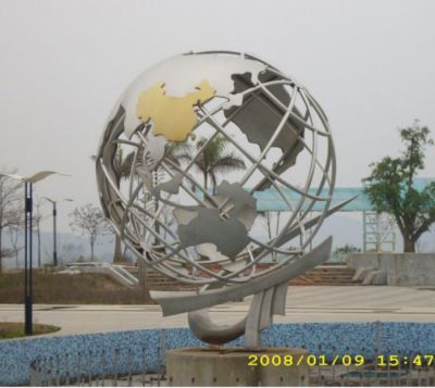 不锈钢金属网格户外地球仪雕塑