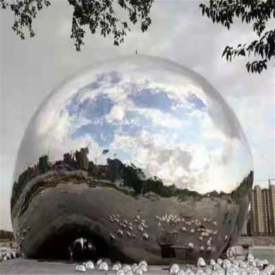 广场园林大型镜面不锈钢圆球雕塑