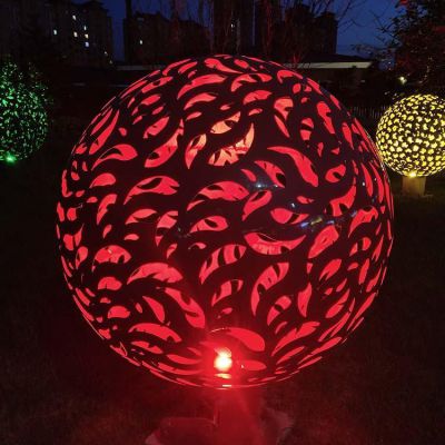 公园户外发光照明不锈钢镂空球雕塑