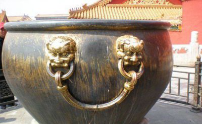 寺庙大型摆件水缸铜雕狴犴缸雕塑