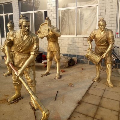 学院公园玻璃钢金色劳作农民铸铜漆金雕塑