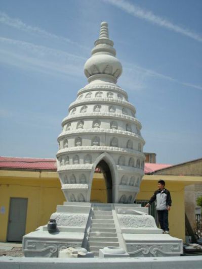佛塔雕塑-现代景区寺院汉白玉石雕舍利塔雕塑定制