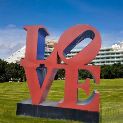 公园户外大型不锈钢红色LOVE字母摆件