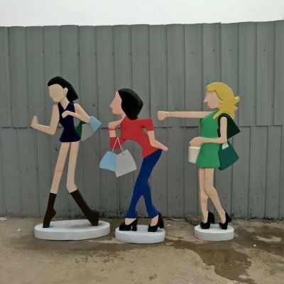 抽象人物剪影不锈钢彩绘户外广场女性景观