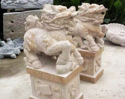 陵园门口大理石石雕麒麟雕塑