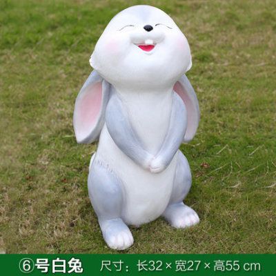 兔子雕塑-花园装饰一只白色玻璃钢兔子雕塑