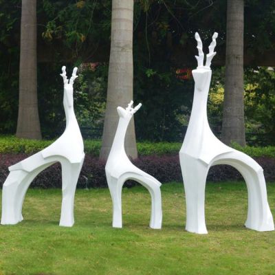 抽象户外公园草坪动物景观鹿雕塑