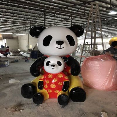 话园林玻璃钢卡通熊猫雕塑