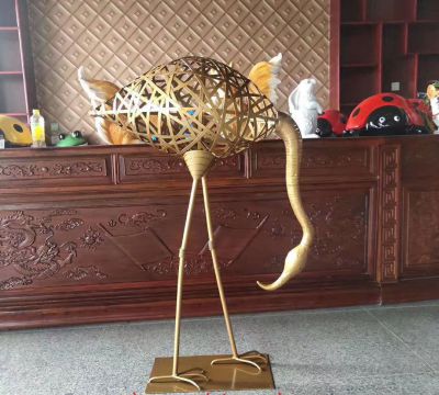 室内创意不锈钢镂空工艺火烈鸟雕塑