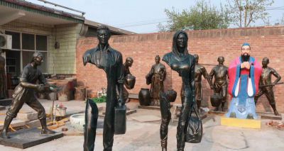 公园景区创意铜雕抽象男人女人雕塑