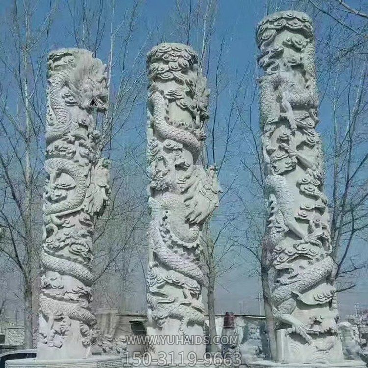 石雕盘龙柱雕塑