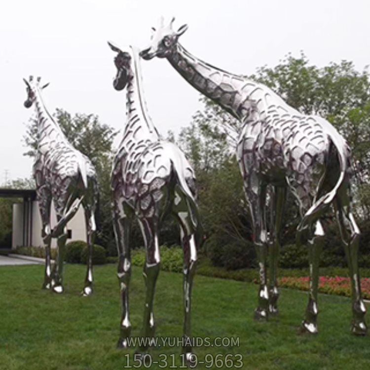 长颈鹿景观摆件不锈钢锻造创意浮雕雕塑