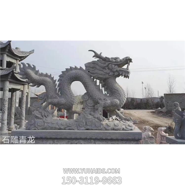 旅游景点摆放青石雕刻神兽青龙雕塑