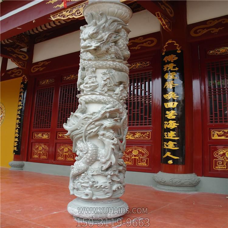 景区寺庙大理石盘龙龙柱雕塑