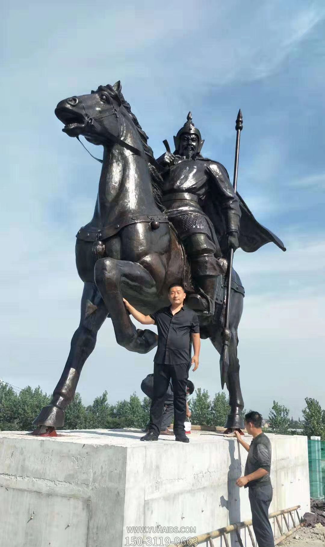 古代铜雕广场将军骑马雕塑