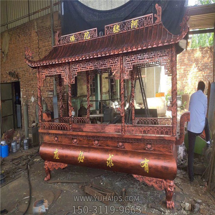 有求必应铜雕香炉，寺庙焚香炉雕塑