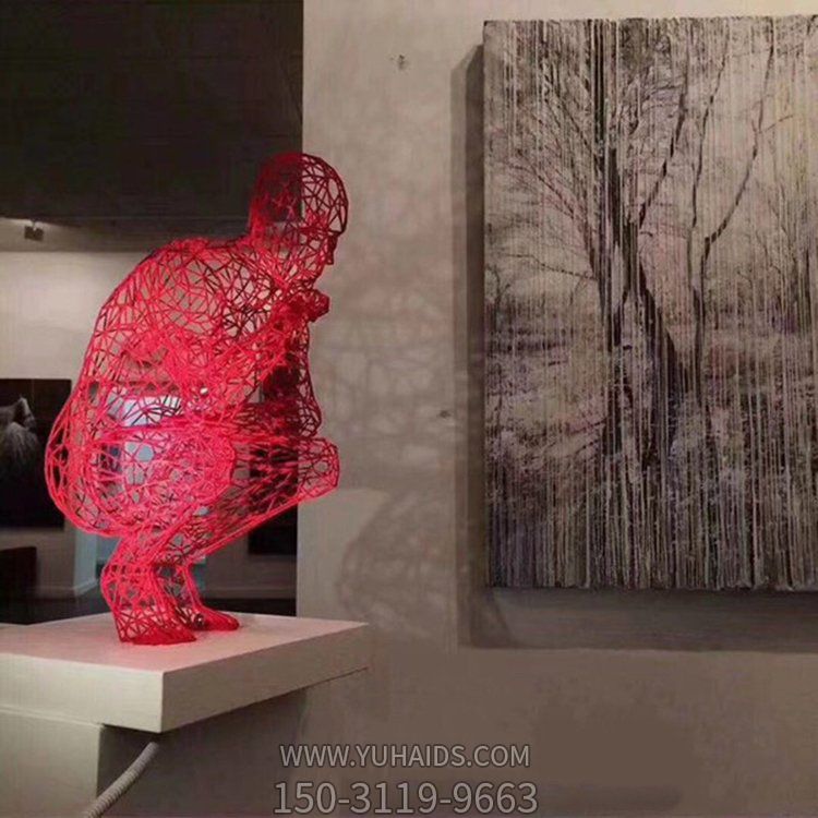 不锈钢喷漆抽象镂空人 展览馆摆件雕塑