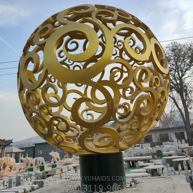 广场大型不锈钢镂空地球仪雕塑